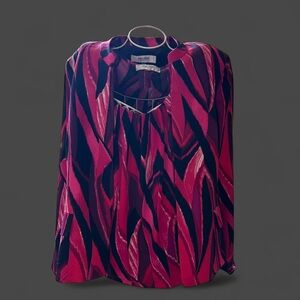 Jones Studio Black and Pink Graphic Blouse and Blazer Set